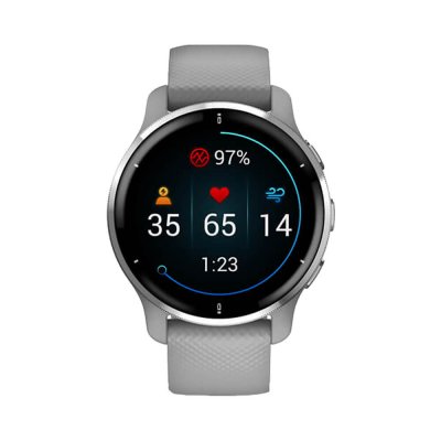 Часы Garmin Venu 2 Plus серые с серебристым безелем и силиконовым ремешком